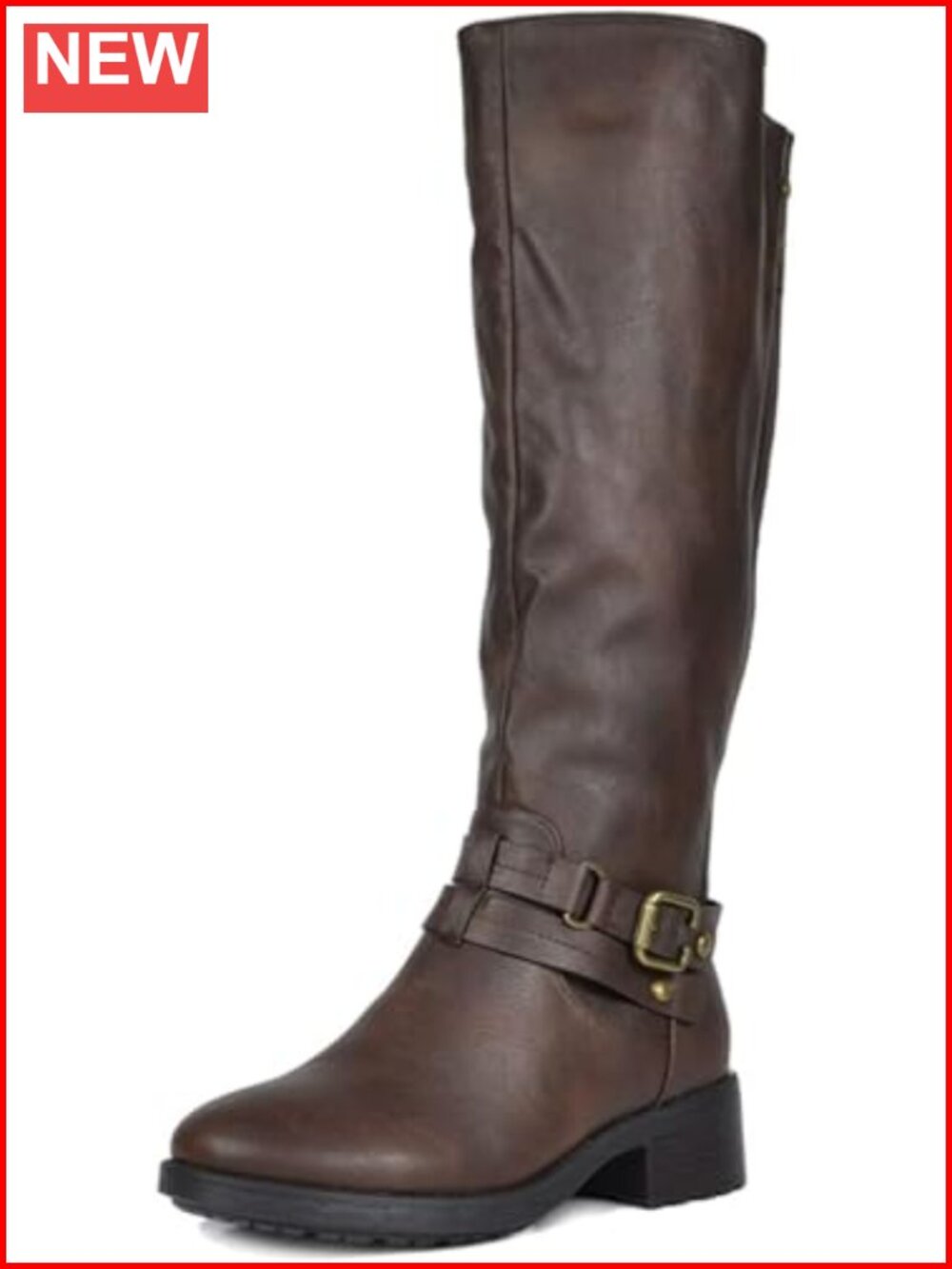Women's Knee High Faux Leather Riding Boots Fur Lined Motorcycle